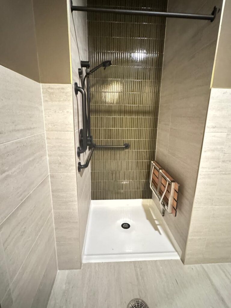 close-up of a shower area inside a bathroom